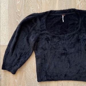 Free People Moonbeam Balloon Sleeve Pullover Black SzL